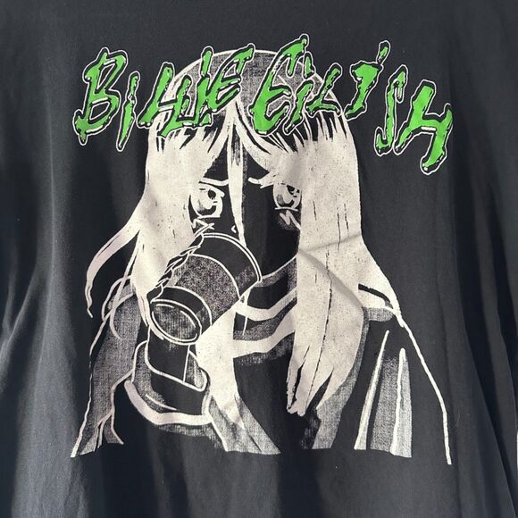 Billie Eillish Anime Portrait‎ with Cup White Print T-Shirt Oversized Size XS - Picture 2 of 6